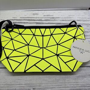 Patrizia Luca Slanted Triangle Zip Top Wristlet Bag Yellow Geometric Artsy